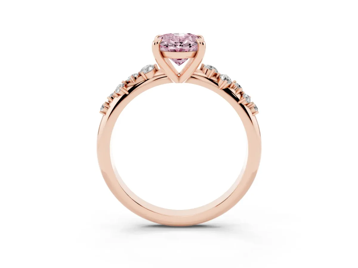 Fancy Pink Oval Cut Cut Diamond Vine Band with Four-Prong Setting Rose gold