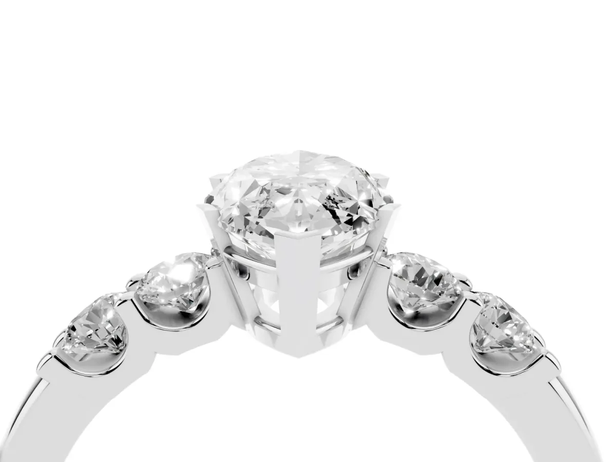 Marquise Cut Brilliant Cut Diamond Five-Stone Prong Set Engagement Ring with Channel Band Platinum