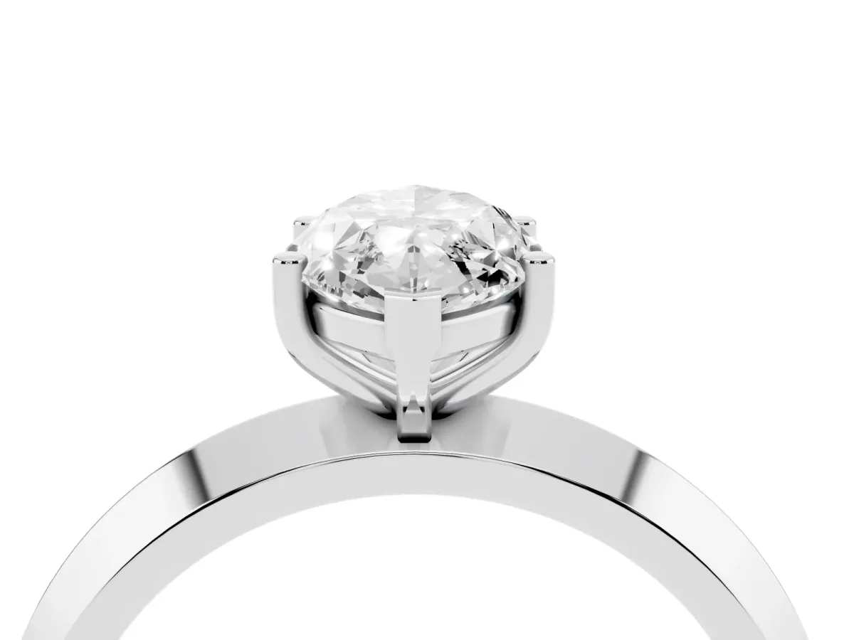 Marquise Cut Cut Solitaire Engagement Ring with Flat Band and Four-Prong Setting Silver