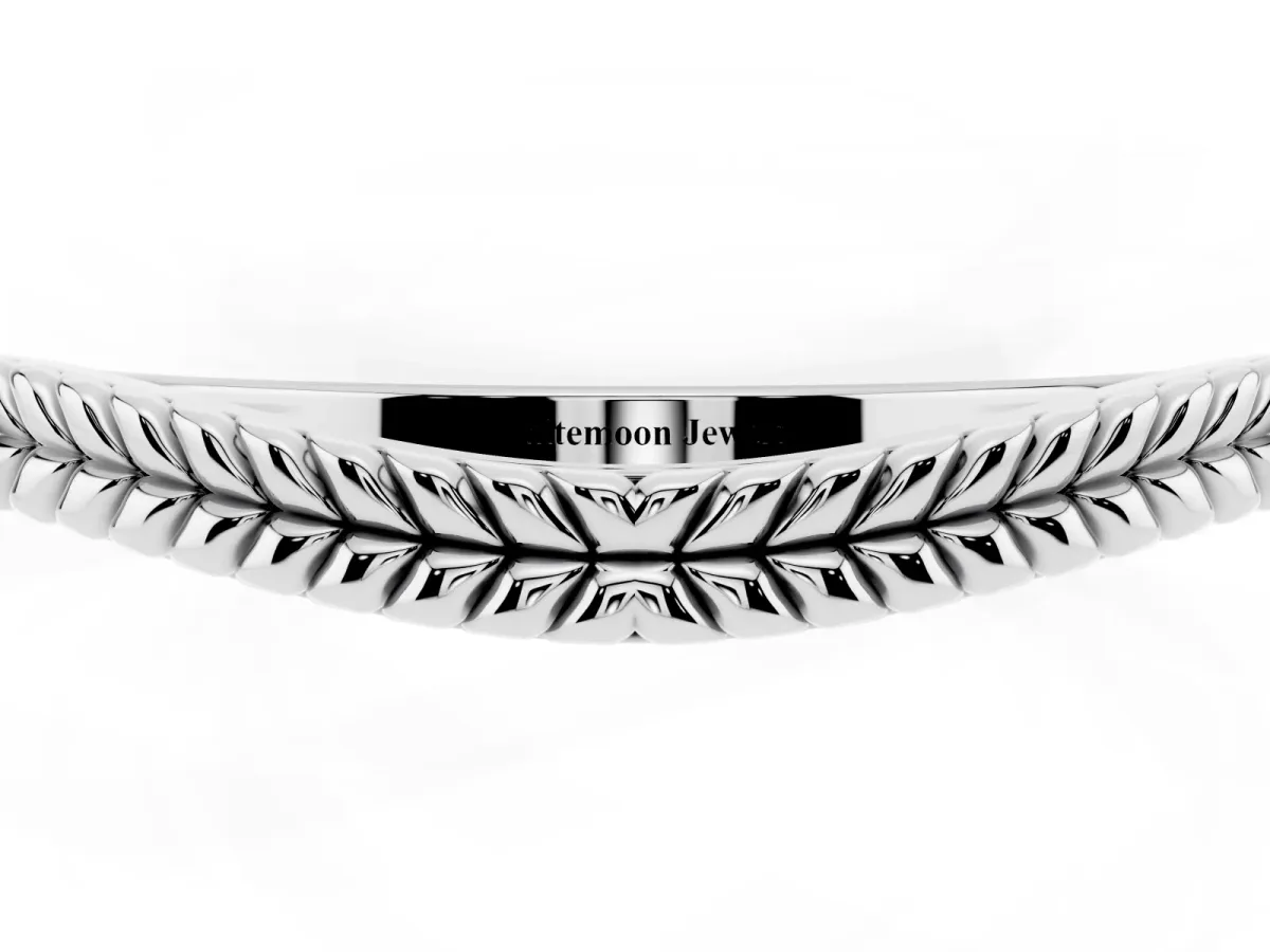 Milgrain Twist Contour Wedding Band White gold