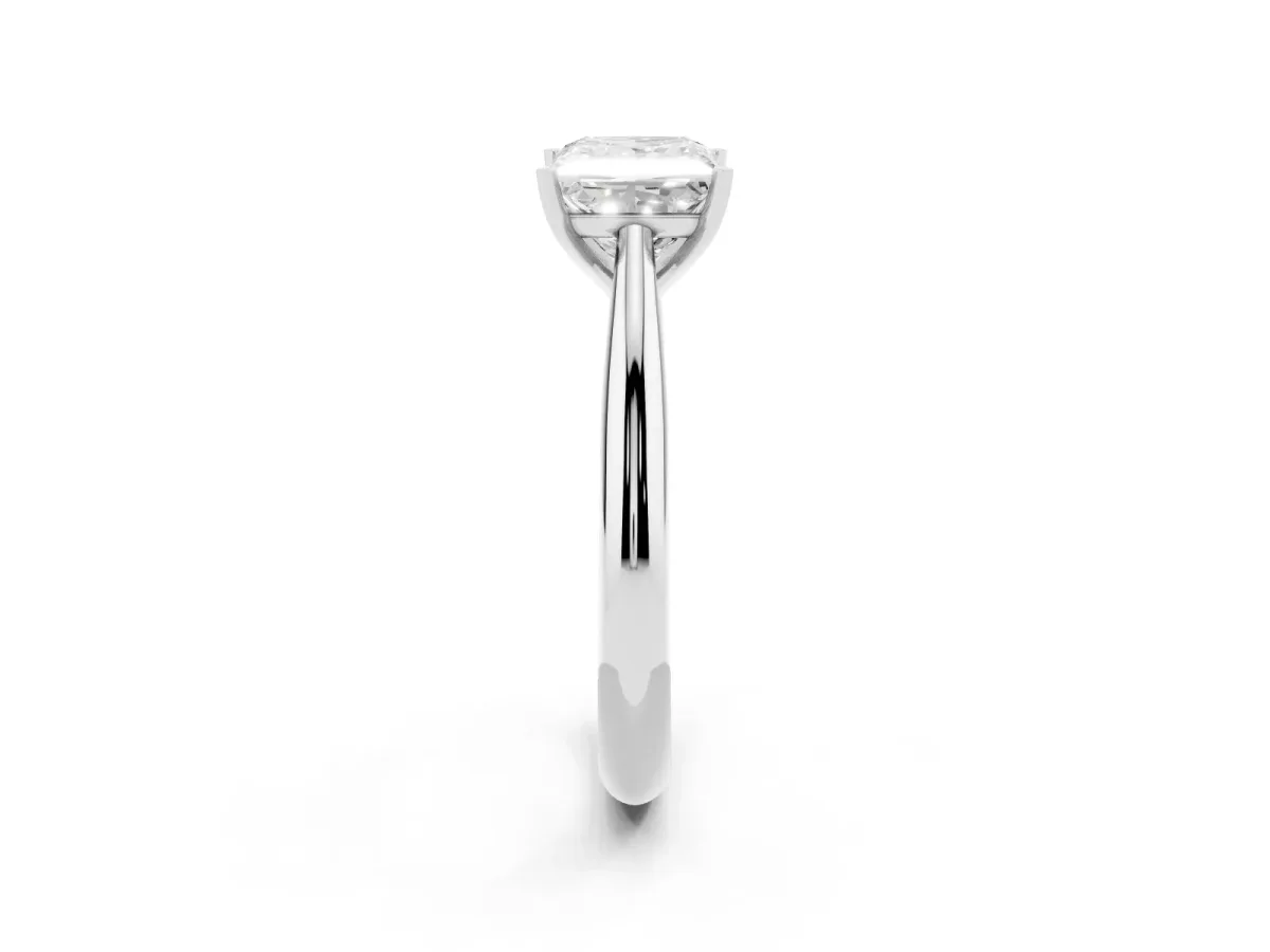 Princess Cut Diamond Solitaire Engagement Ring with Cathedral Setting and Four-Prong Mount Platinum