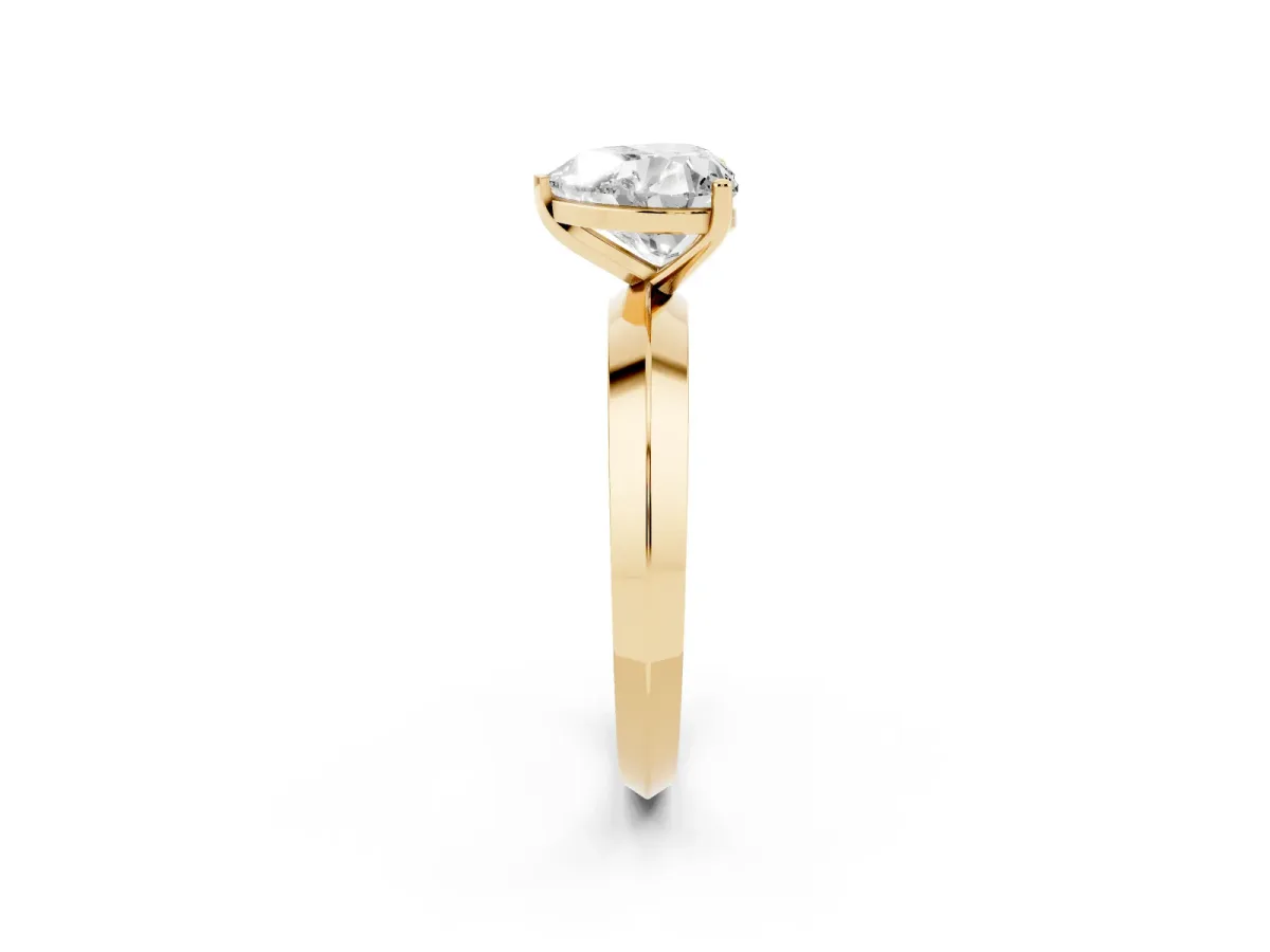 Heart Cut Cut Solitaire Engagement Ring with Flat Band and Four-Prong Setting Yellow gold