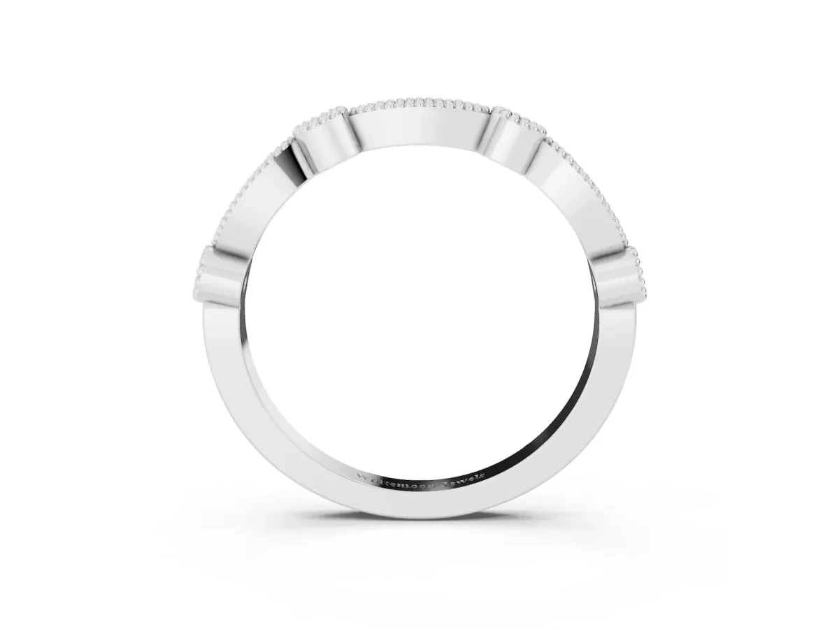 Milgrain Bezel and Marquise Diamond Band White gold