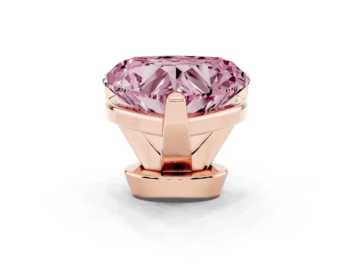 Fancy Pink Heart Cut Diamond Solitaire Ring with Prong Setting and Classic Band Rose gold