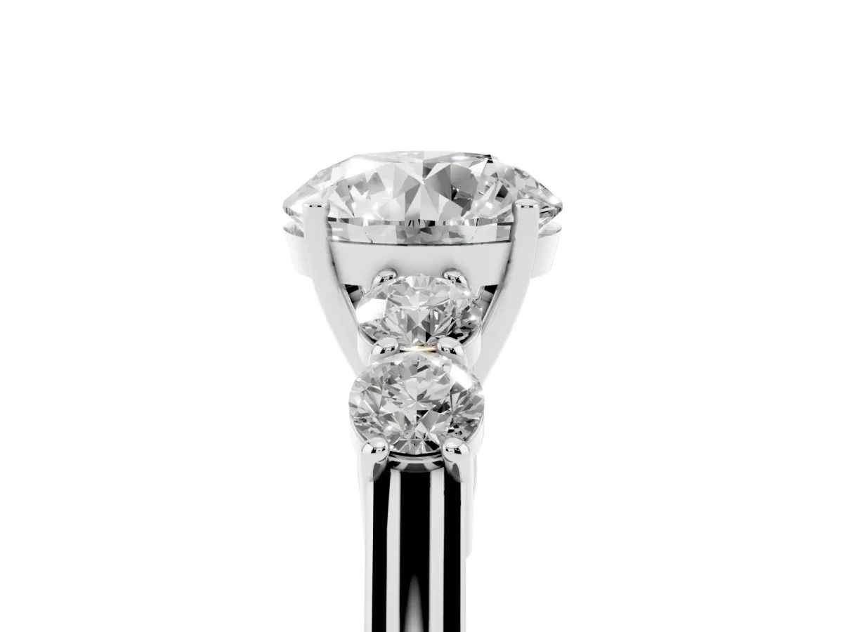 Round Cut Cut Diamond Five-Stone Prong Set White Gold Ring White gold