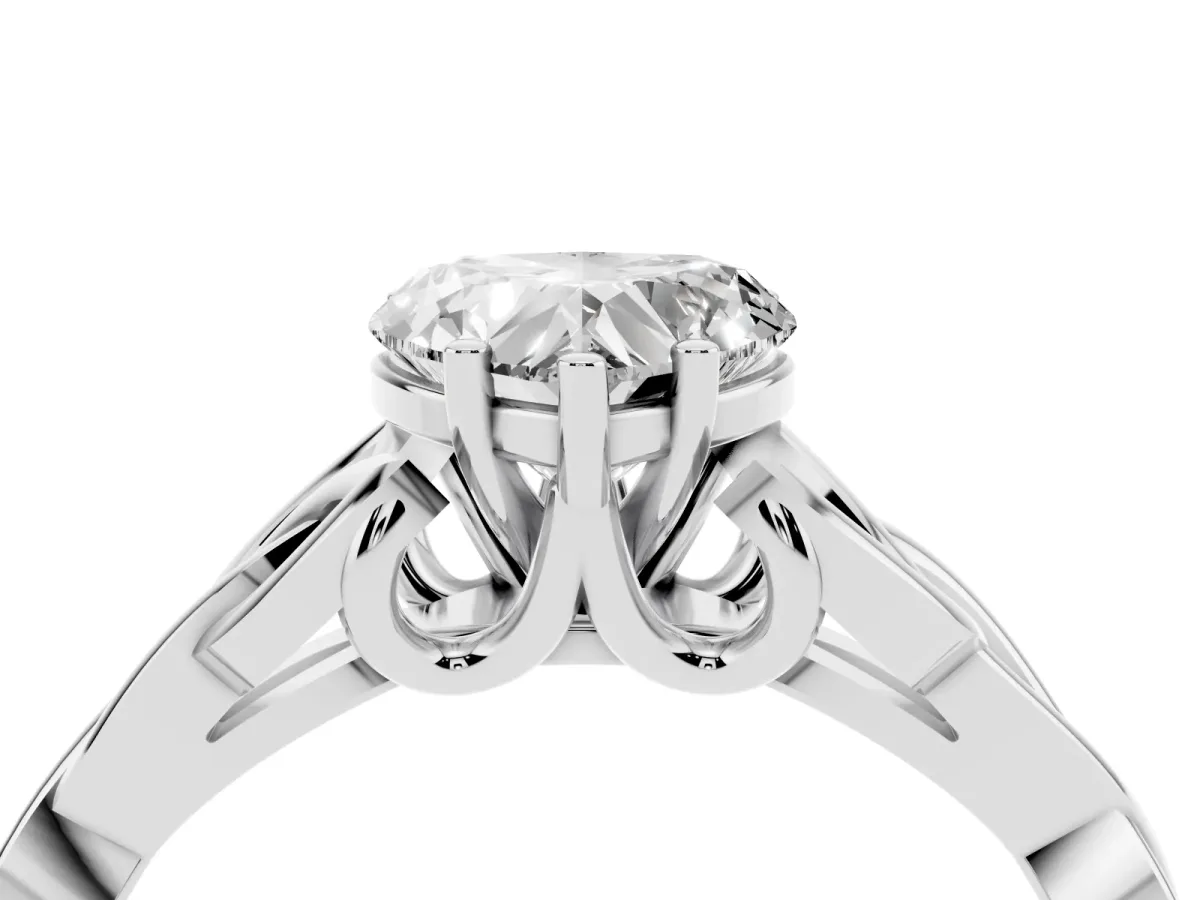 Heart Cut Diamond Solitaire Engagement Ring with Celtic Knot Band and Four-Prong Setting Platinum