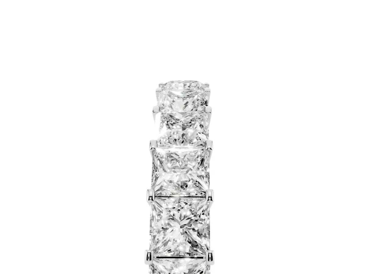 Princess Cut Diamond Eternity Band with Channel Setting and Shared Prong Silver