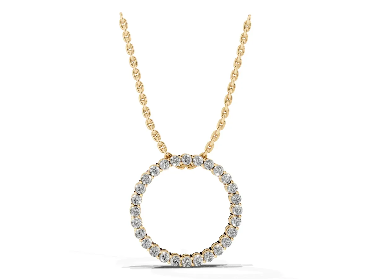 Round Diamond Prong Set Eternity Pendant Yellow gold