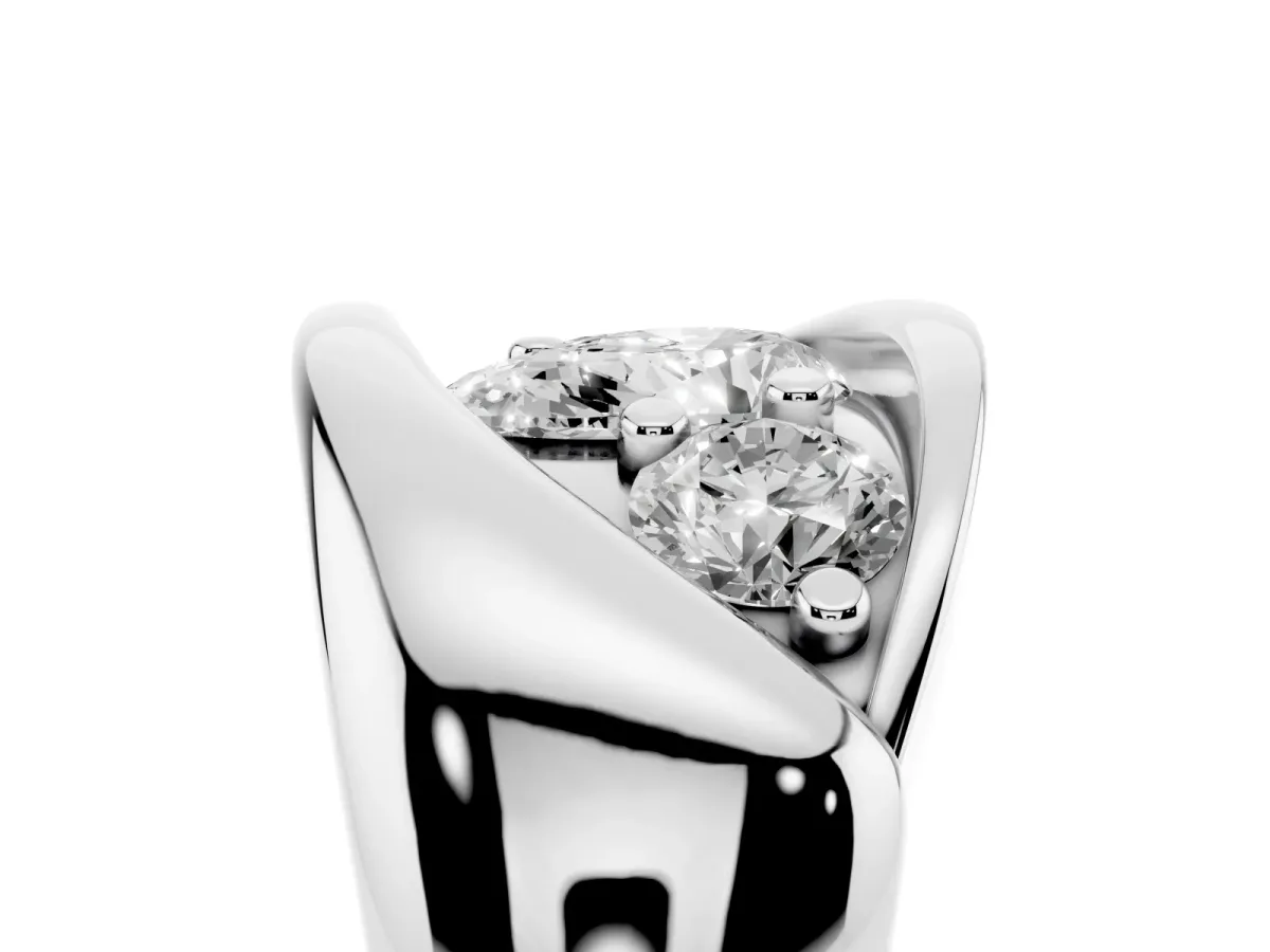 Channel Set Pear Cut Diamond Crossover Band Silver