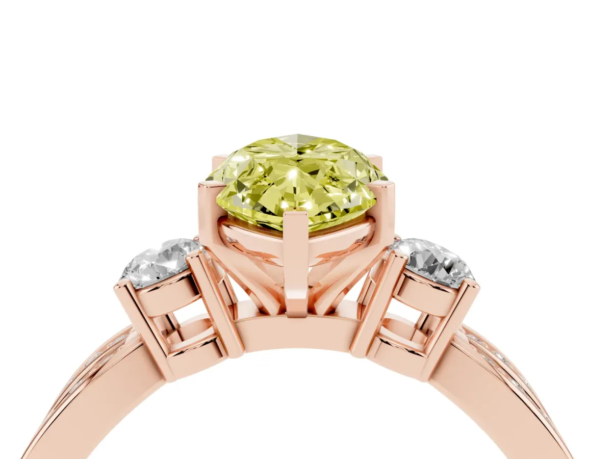 Fancy Yellow Three-Stone Marquise Cut Cut Diamond Twist Band with Prong Setting Rose gold