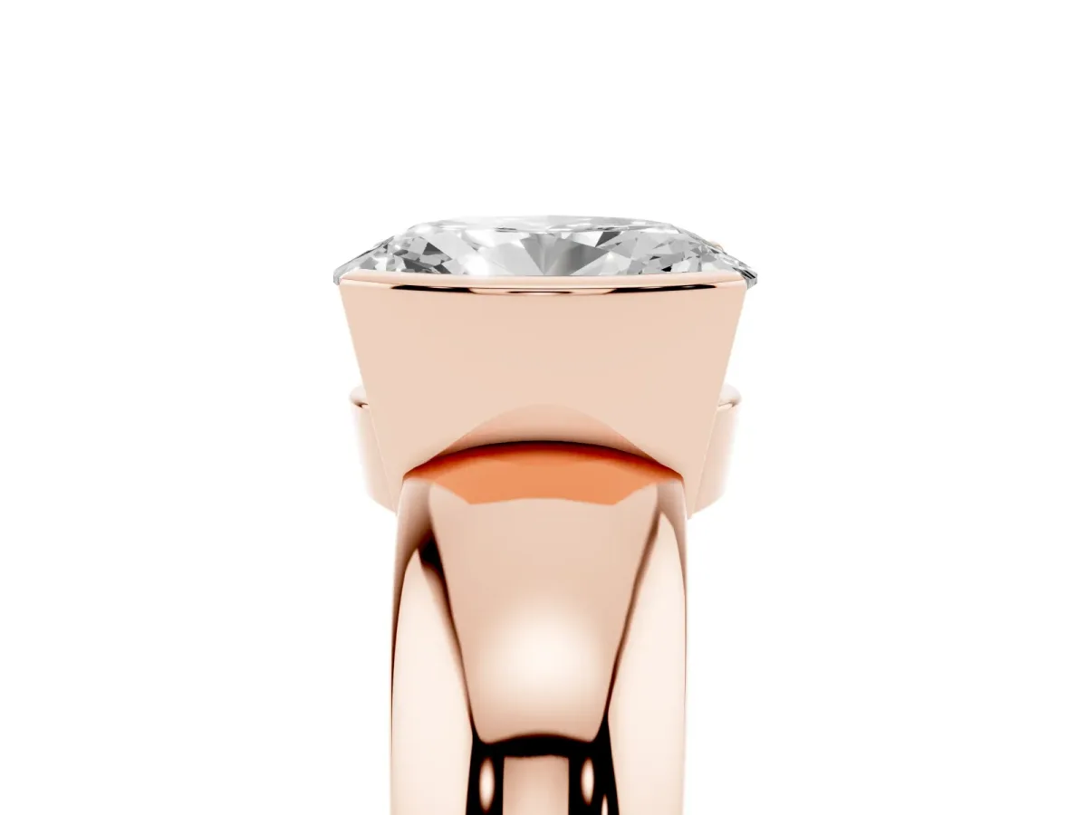 Oval Cut Solitaire Tension Set Diamond Ring with Wide Band Rose gold