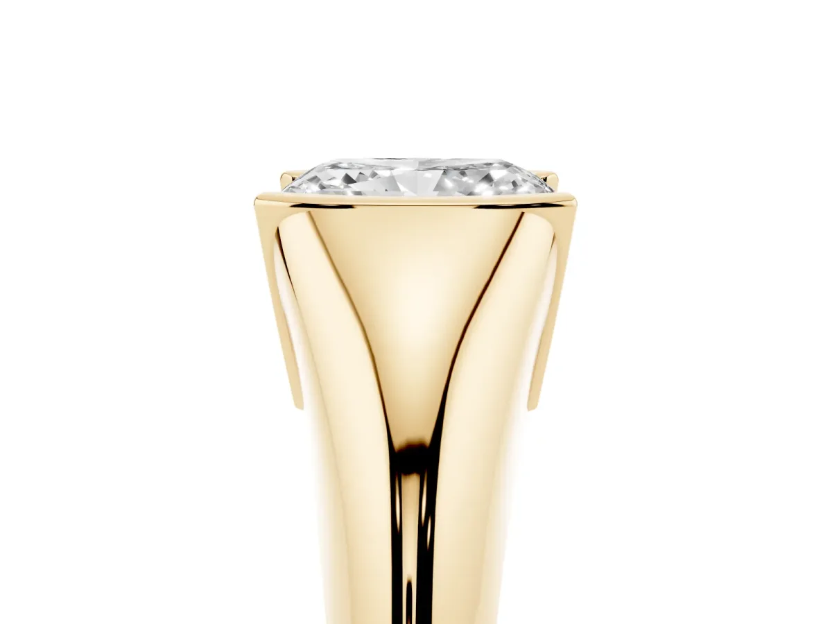 Radiant Cut Solitaire Tension Set Diamond Ring Yellow gold