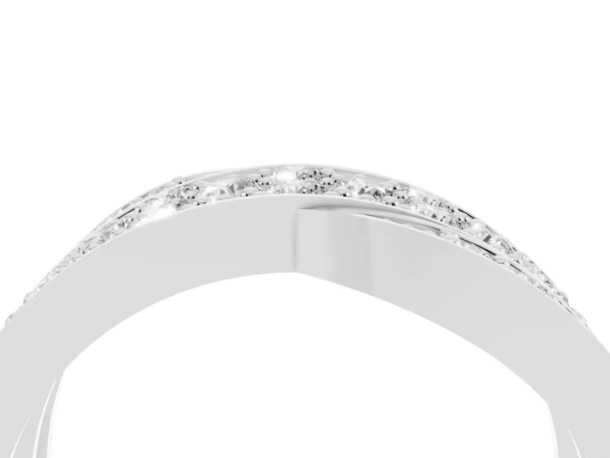 Pavé Round Diamond Crossover Band with Bead Prong Setting Platinum