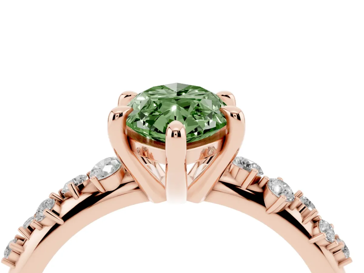 Fancy Green Marquise Cut Cut Diamond Vine Band with Four-Prong Setting Rose gold