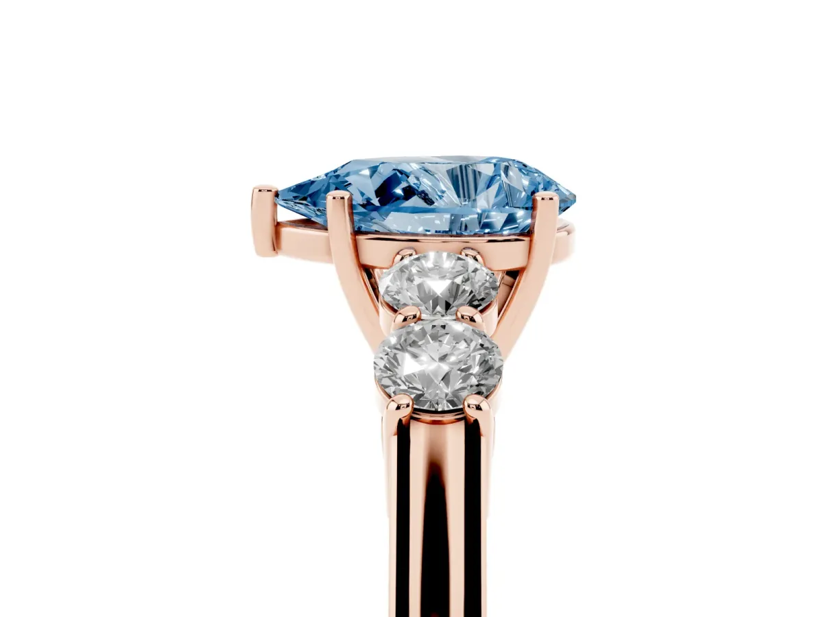 Fancy Blue Pear Cut Cut Diamond Five-Stone Prong Set White Gold Ring Rose gold