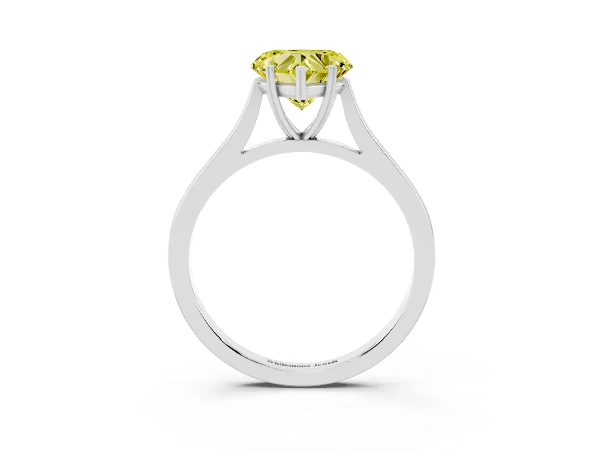 Fancy Yellow Heart Cut Solitaire Heart Prong Engagement Ring with Tapered Band Platinum