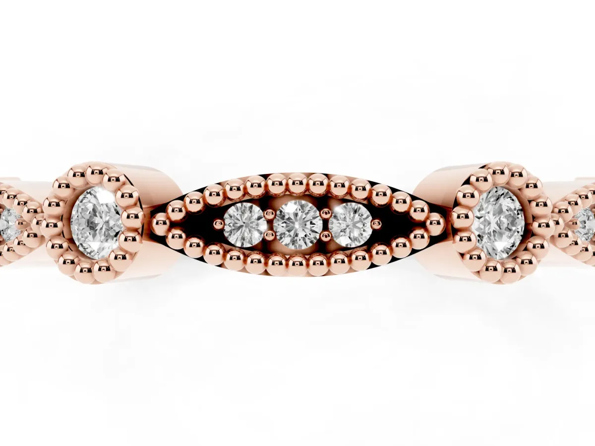 Milgrain Bezel and Marquise Diamond Band Rose gold
