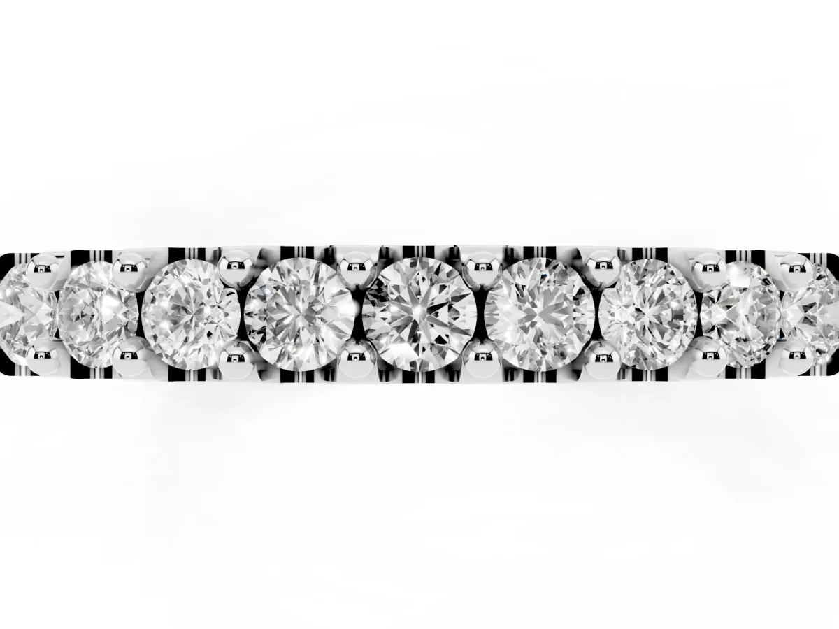 Round Diamond Pavé Set Half Eternity Band Silver