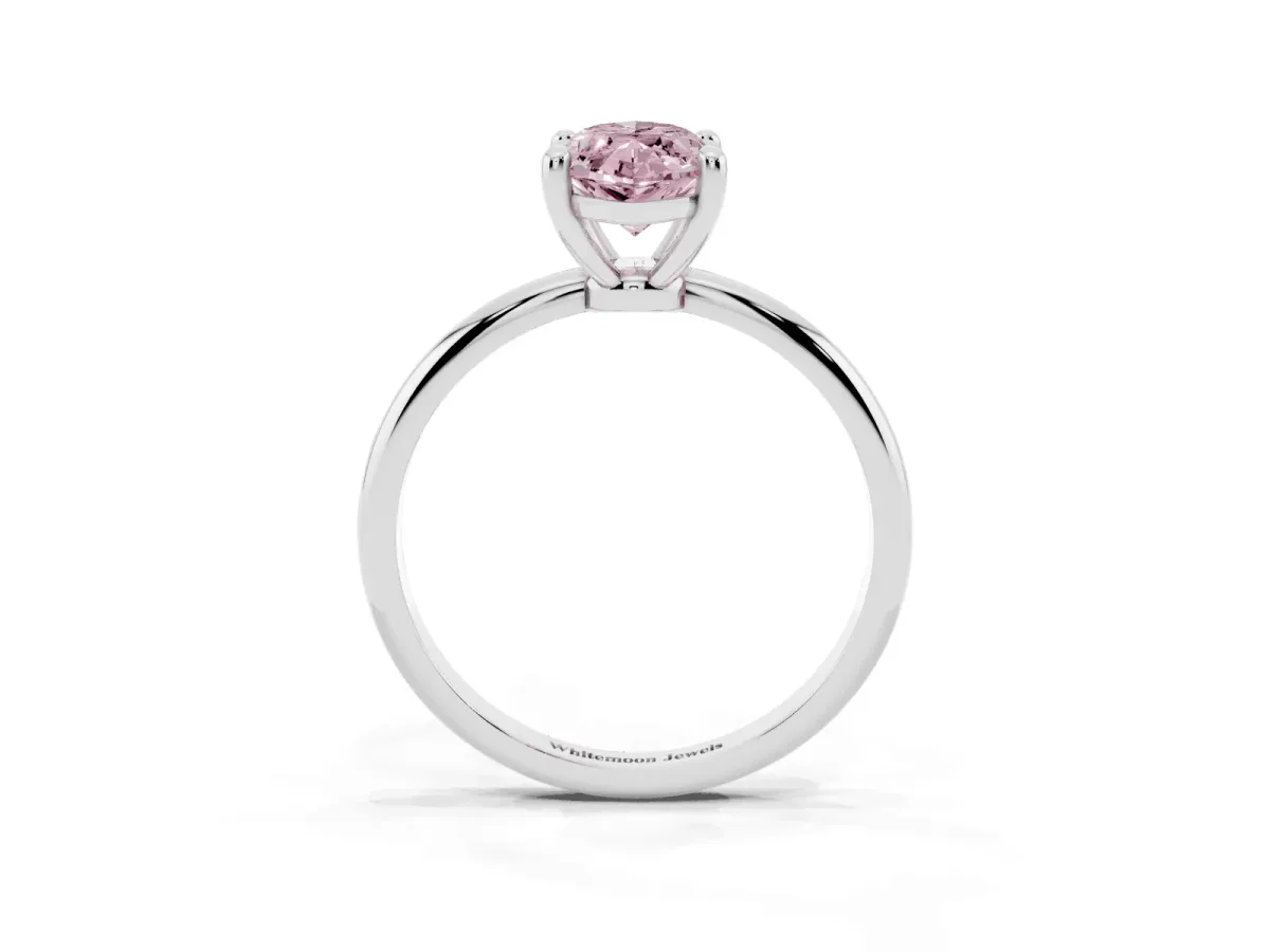 Fancy Pink Marquise Cut Solitaire Diamond Ring with 4-Prong Setting on a Classic Band Platinum