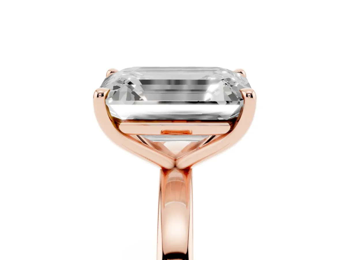 Fancy Yellow Heart Cut and Emerald Cut Toi Moi Ring with Prong Setting Rose gold