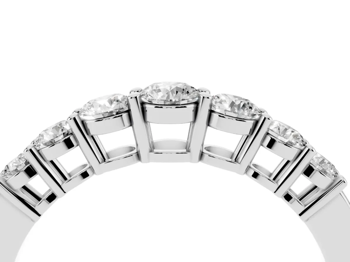 Round Diamond Prong-Set Half-Eternity Band Silver