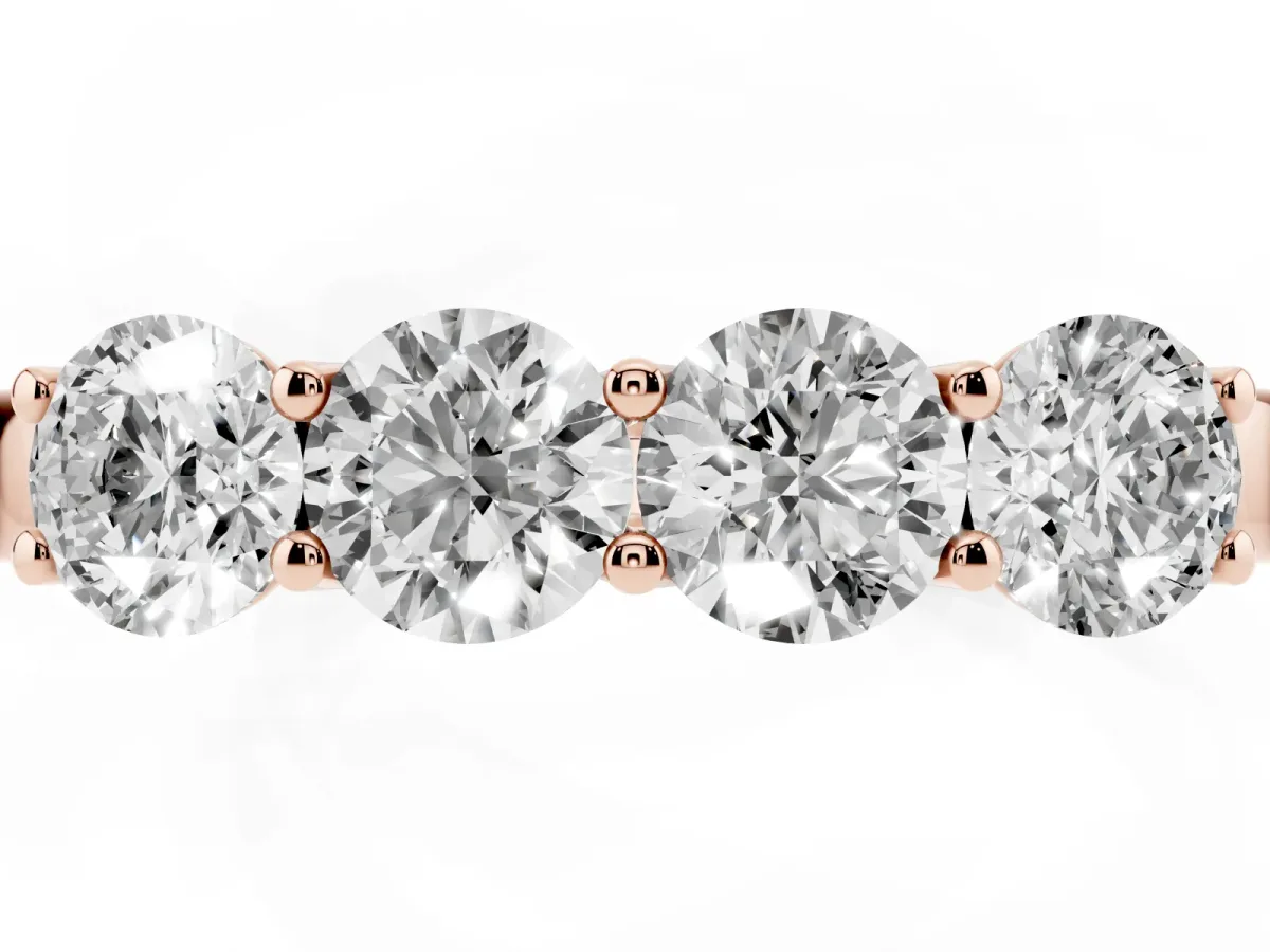 Four-Stone Round Diamond Prong-Set Band Rose gold