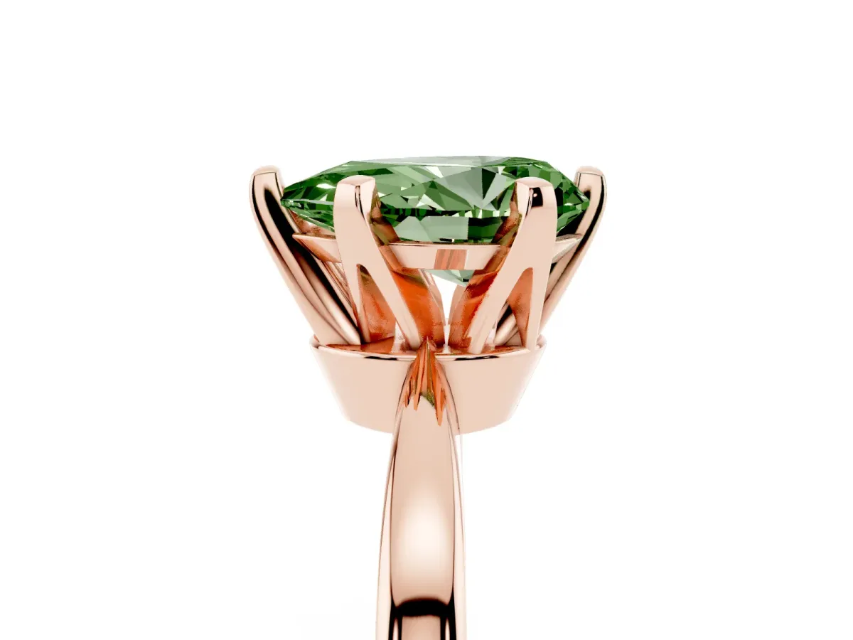 Fancy Green Pear Cut Solitaire Engagement Ring with Six-Prong Setting and Tapered Band Rose gold