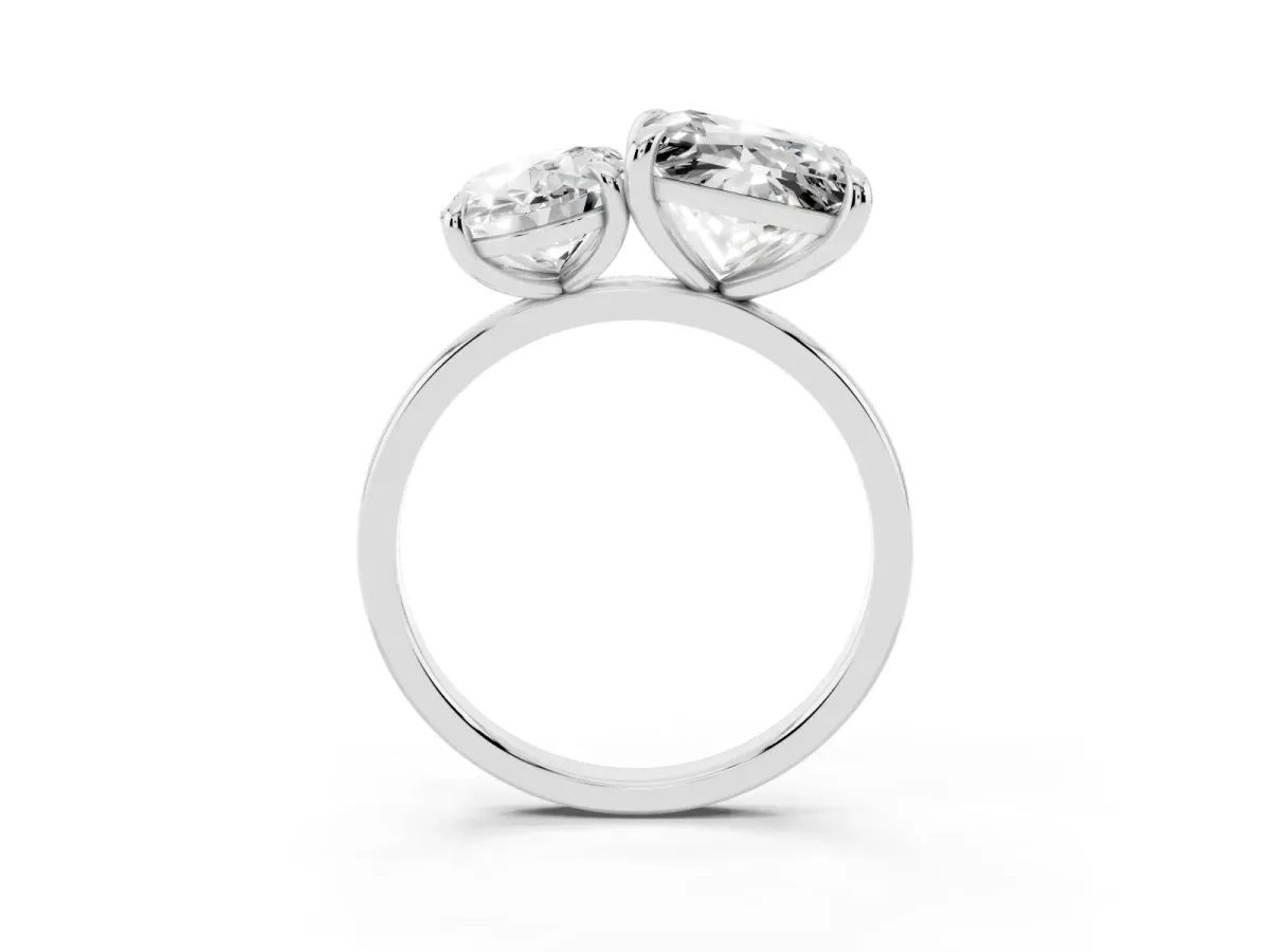 Oval and Princess Toi Moi Ring with Prong Setting and Plain Band Silver