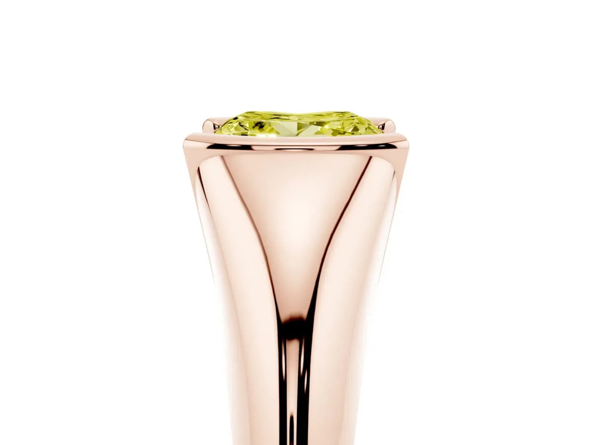 Fancy Yellow Princess Cut Solitaire Tension Set Diamond Ring Rose gold
