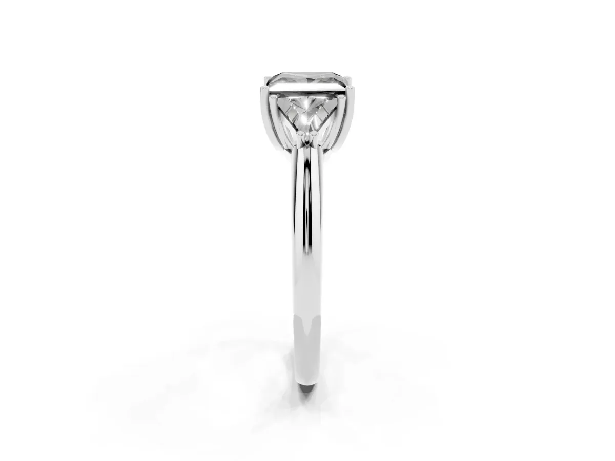 Fancy Black Three-Stone Princess Cut Diamond Engagement Ring with Trillion Side Stones and Prong Setting Silver