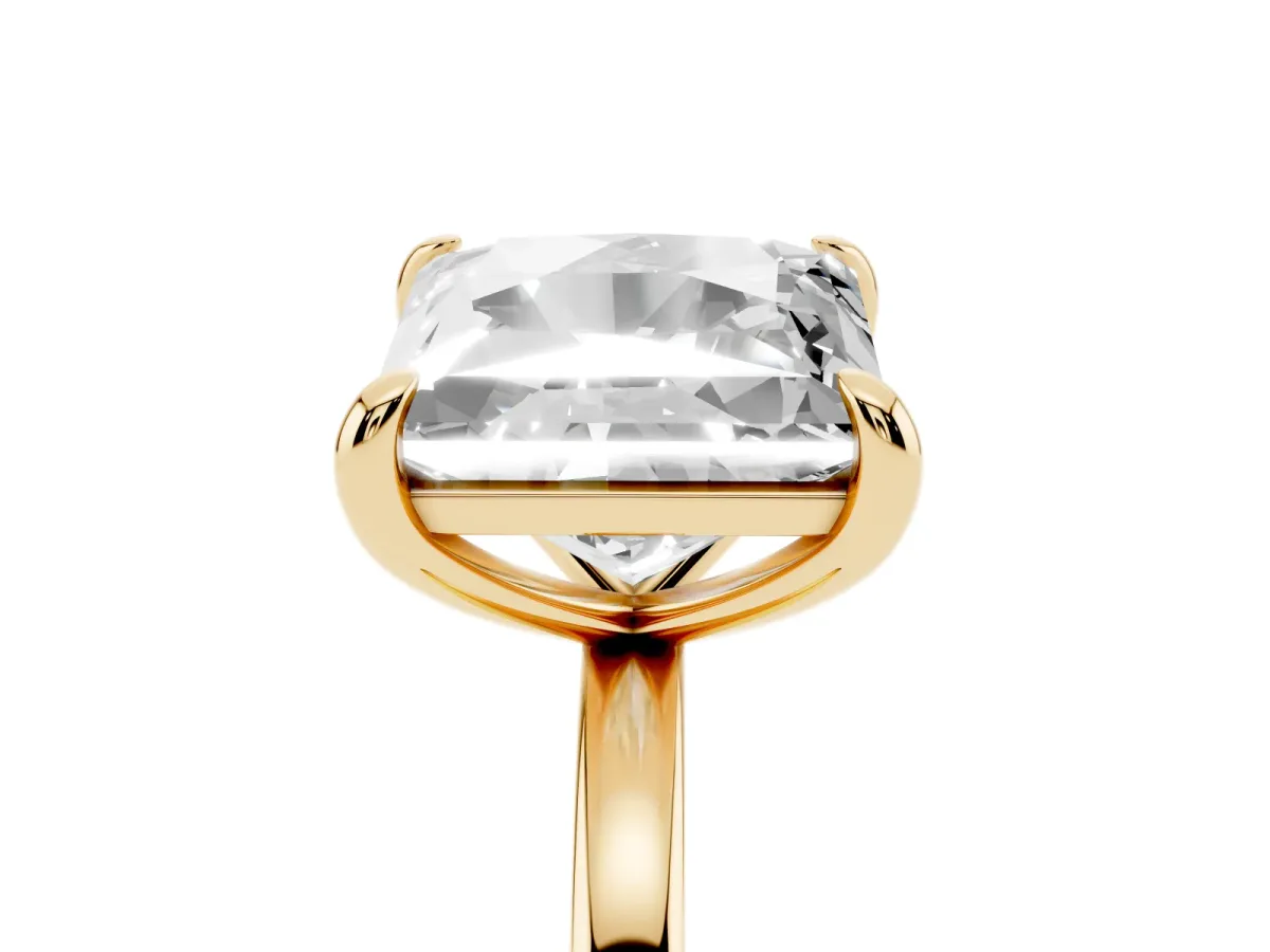 Round and Princess Toi Moi Ring with Prong Setting and Plain Band Yellow gold