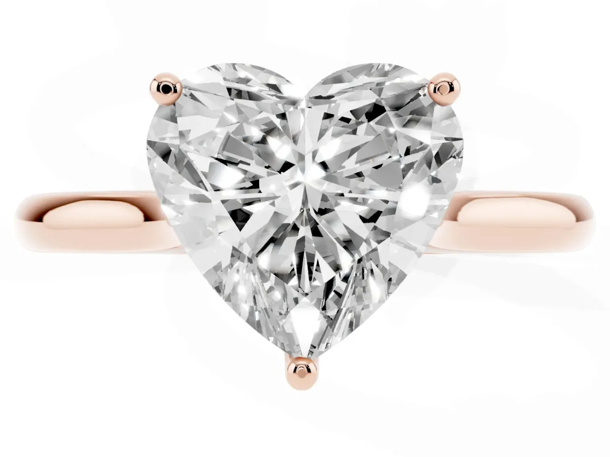 Heart Cut Cut Solitaire Ring with Cathedral Band and Four-Prong Setting Rose gold
