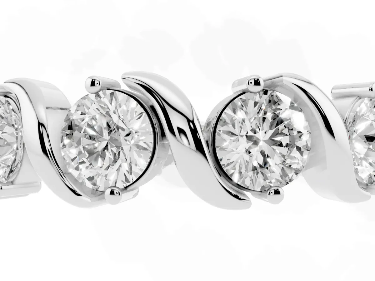Round Diamond Half Eternity Band with Wave Prong Setting Platinum