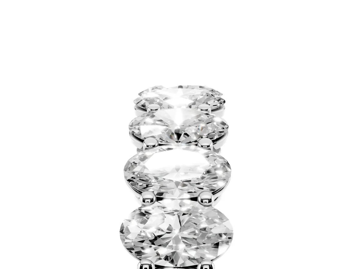 Oval Diamond Prong-Set Eternity Band White gold
