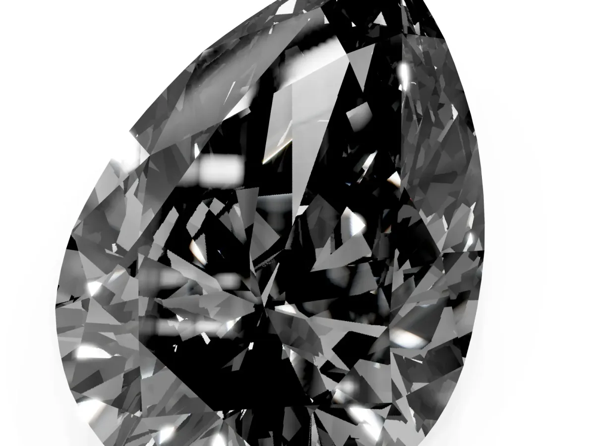 Fancy Black Pear Cut Diamond Ring with Marquise Side Stones and Prong Setting Silver