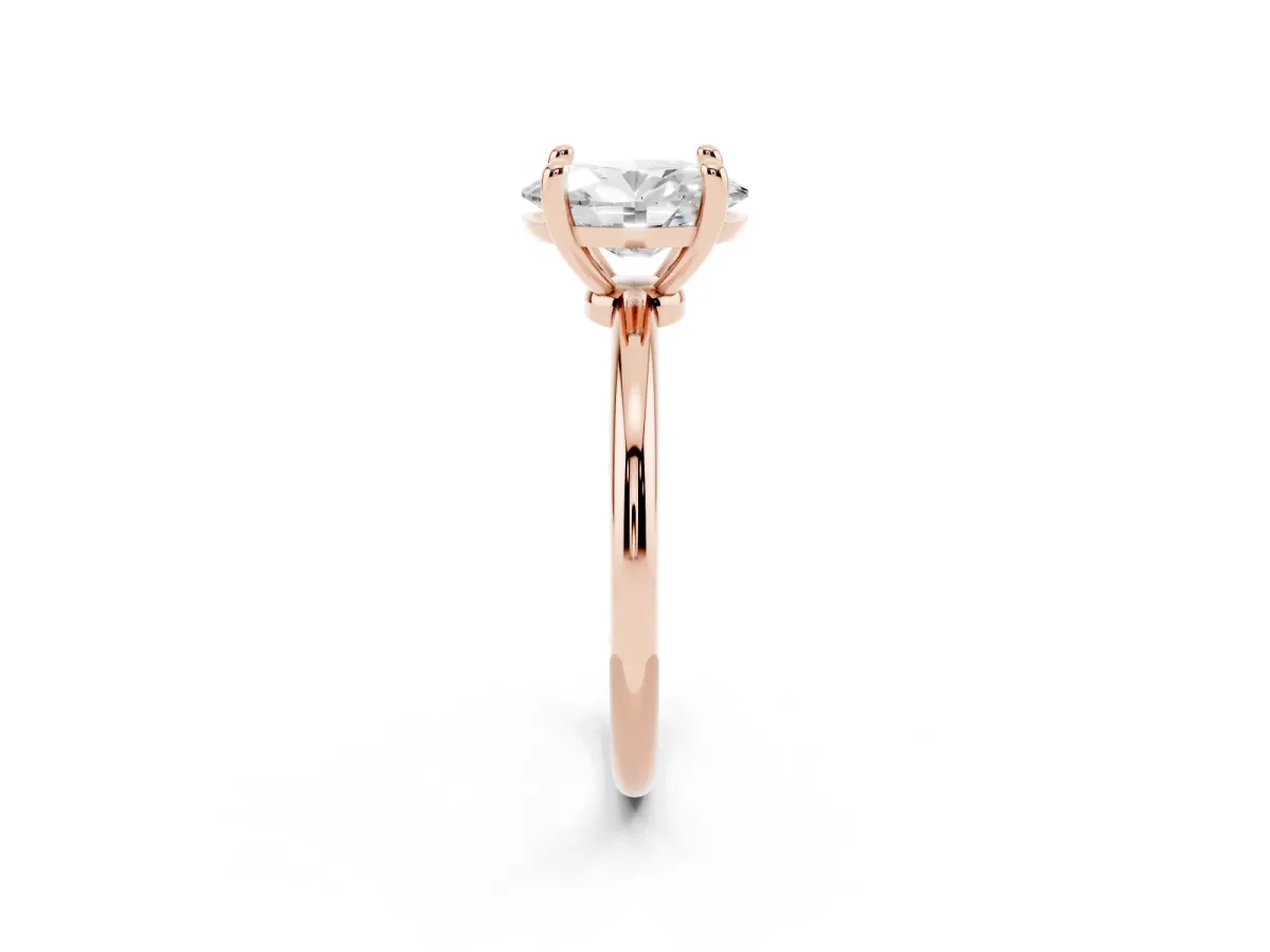 Oval Cut Solitaire Diamond Ring with 4-Prong Setting on a Classic Band Rose gold