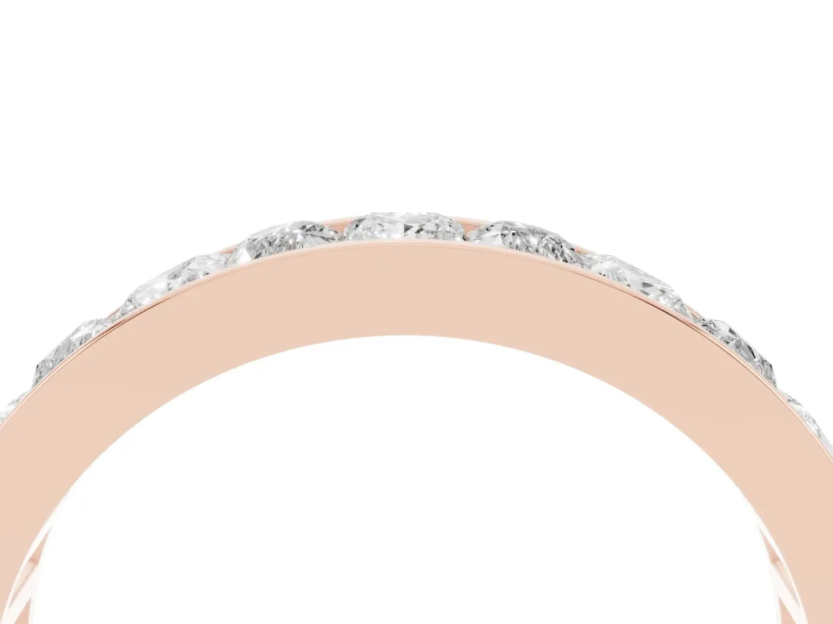 Princess Diamond Channel Set Promise Ring with Round Diamond Accents Rose gold