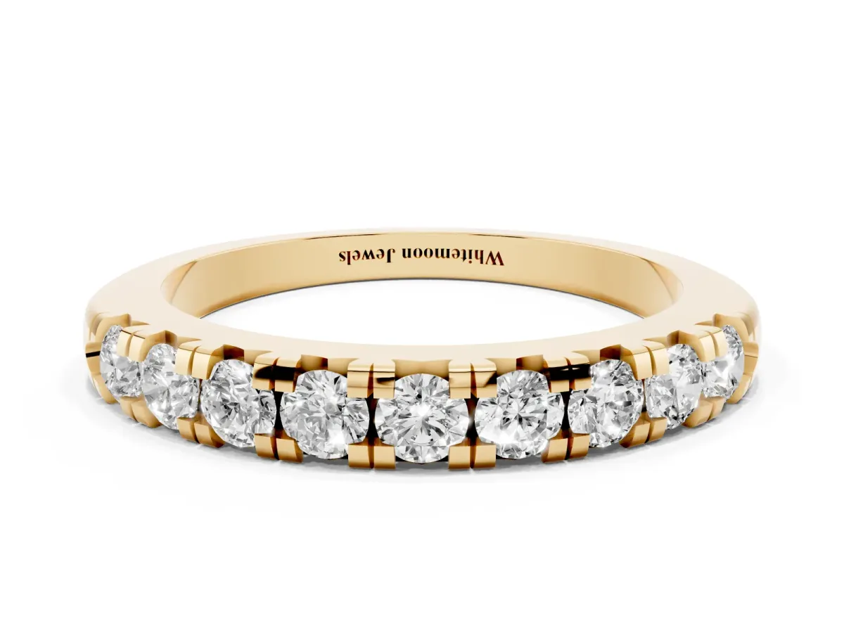 Round Diamond Half-Eternity Prong Set Band Yellow gold