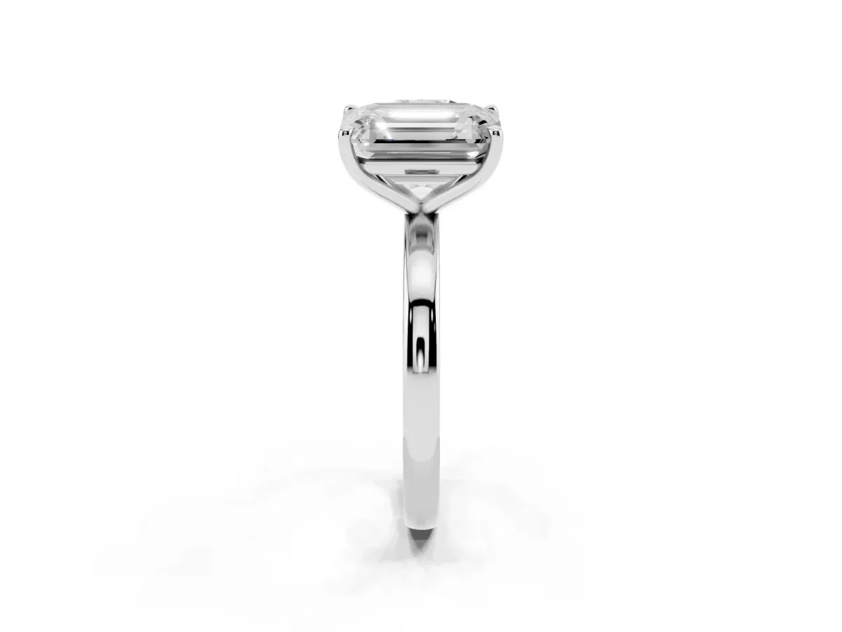 Cushion Cut and Emerald Cut Toi Moi Ring with Prong Setting Silver