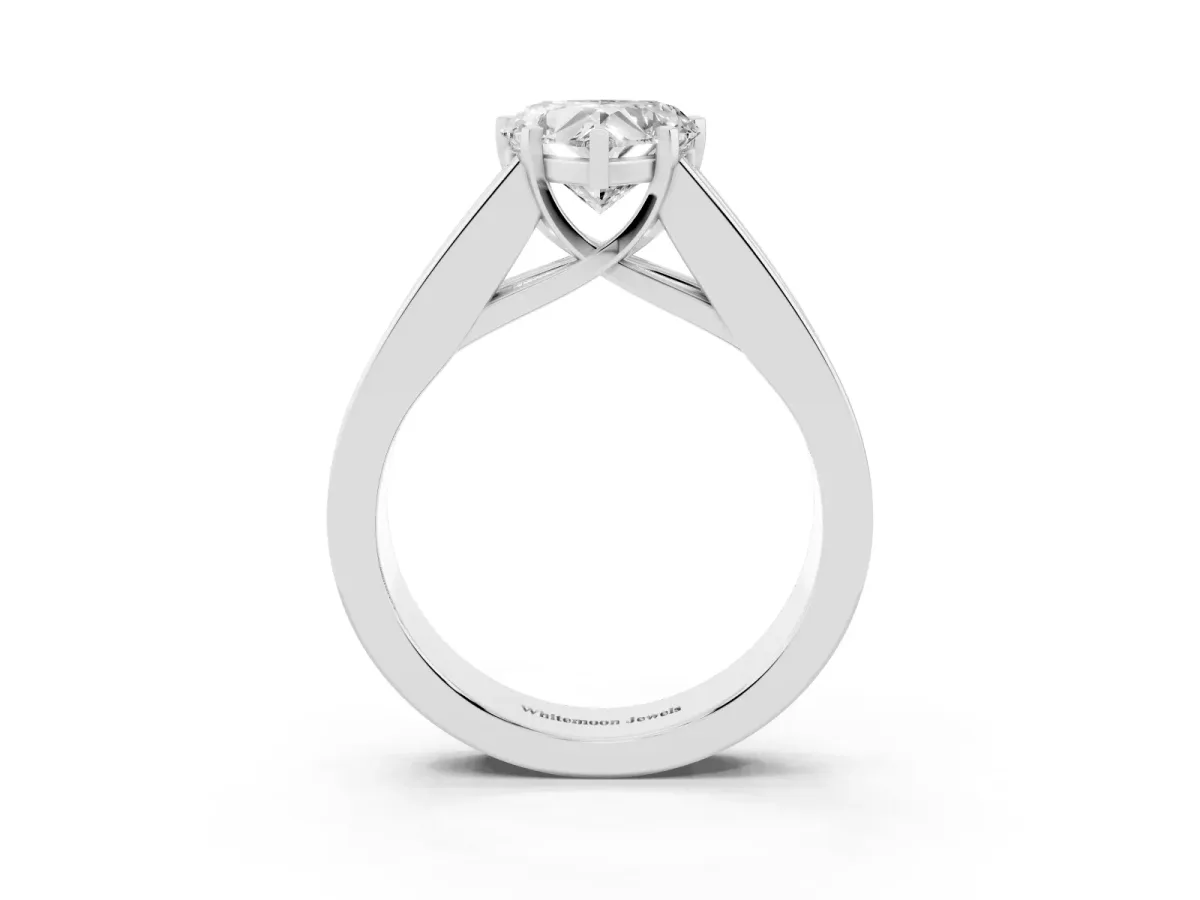 Heart Cut Cut Channel Set Solitaire Ring with Four-Prong Setting Silver