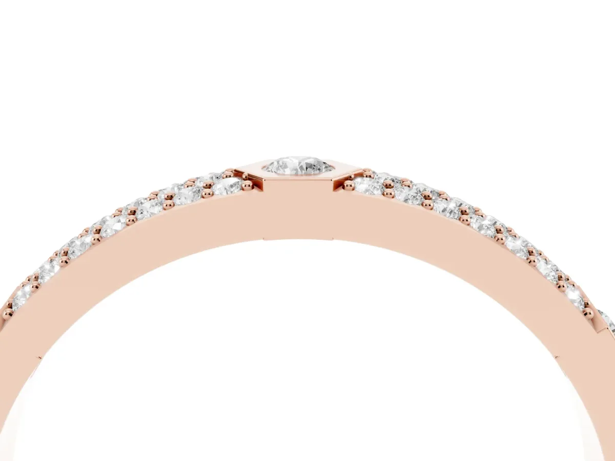 Round Diamond Pavé Promise Ring with Round Diamond Accents Rose gold