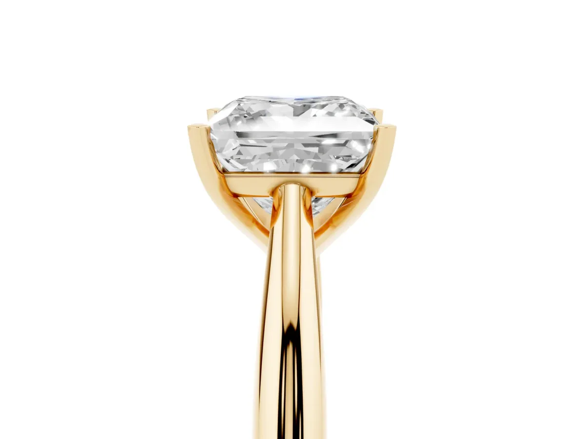 Princess Cut Diamond Solitaire Engagement Ring with Cathedral Setting and Four-Prong Mount Yellow gold