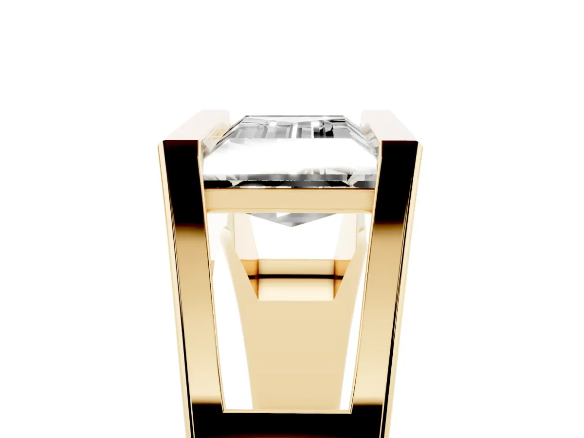 Baguette Diamond Geometric Solitaire Ring Yellow gold