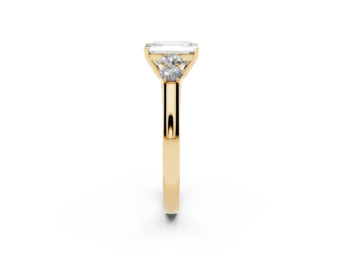 Emerald Cut Cut Diamond Five-Stone Prong Set White Gold Ring Yellow gold