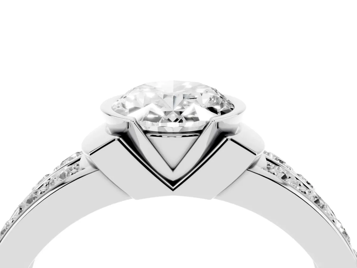 Oval Cut Brilliant Diamond Channel Set Wide Band Ring with Bezel Setting Platinum