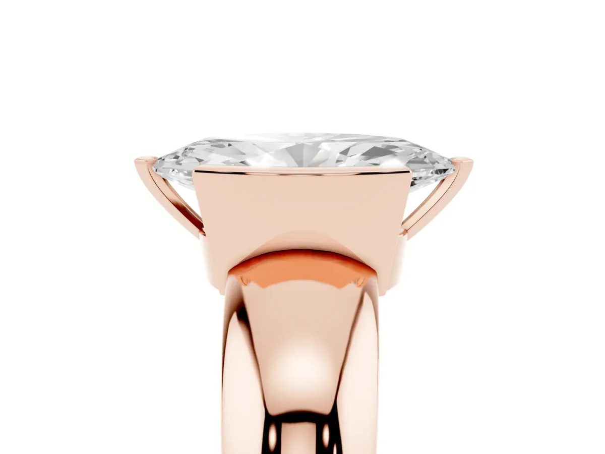 Marquise Cut Solitaire Tension Set Diamond Ring with Wide Band Rose gold