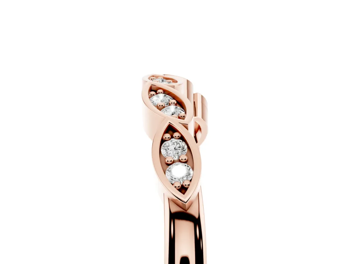 Marquise Diamond Leaf Eternity Band with Bezel Setting Rose gold