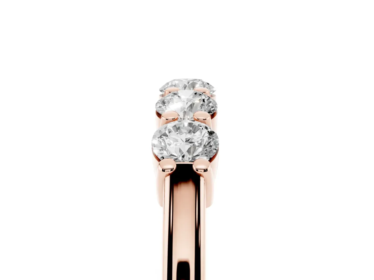 Round Cut Diamond Prong Set Half-Eternity Band Rose gold