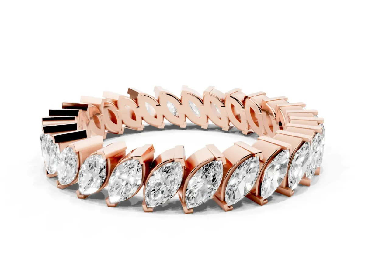 Marquise Diamond Shared Prong Full Eternity Band Rose gold