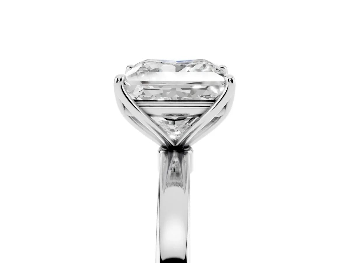Princess Cut Diamond Solitaire Ring with Thin Band and Prong Setting Silver